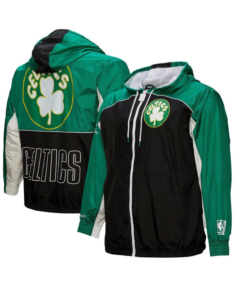 Men's Black Boston Celtics Hardwood Classics Big Shot Premium Full-Zip Windbreaker Jacket
