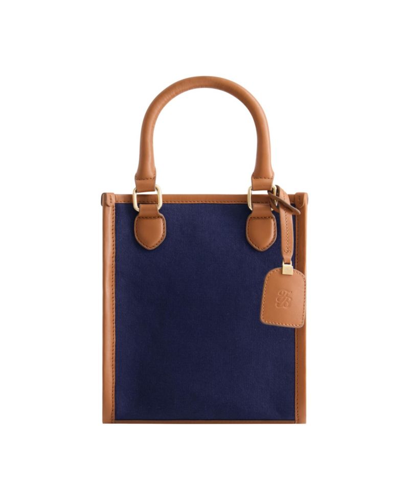 Solid Canvas North South Tote with Leather Trim
