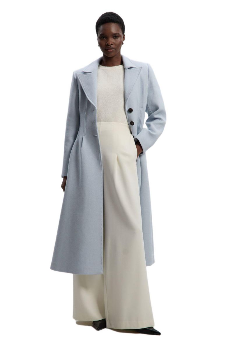 Women's Corset Detail Full Skirted Maxi Coat