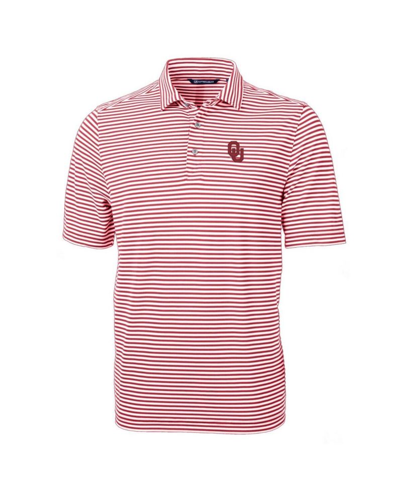 Men's Crimson Oklahoma Sooners Virtue Eco Pique Stripe Polo Shirt