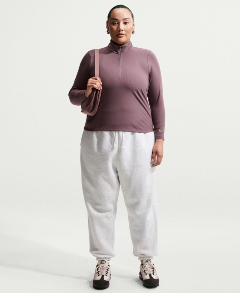 Plus Sportswear Ribbed Quarter-Zip Long-Sleeve Top