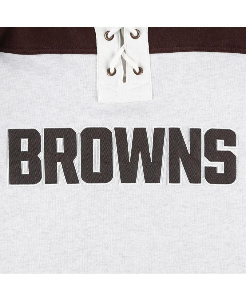 Men's Cleveland Browns Heather Gray Gridiron Lace-Up Pullover Hoodie
