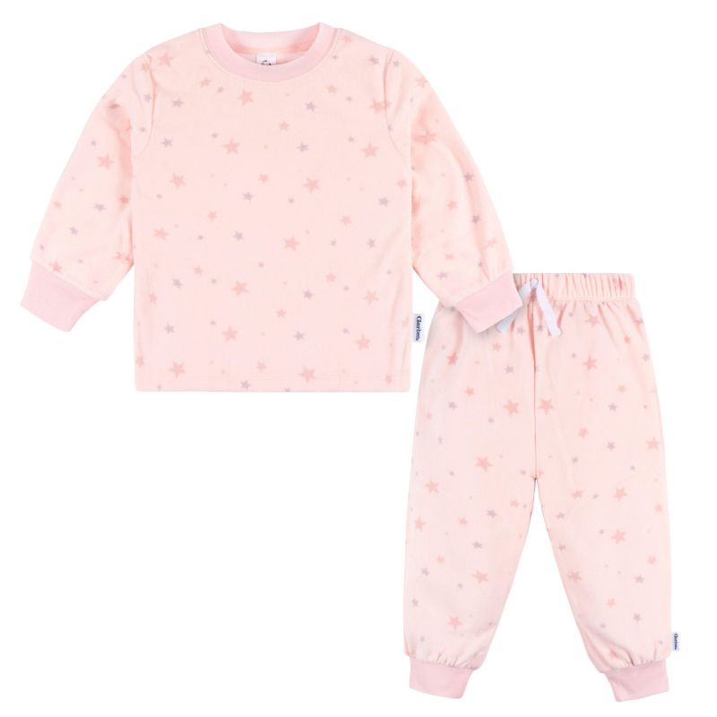 Baby Girls Long Sleeve Top and Pant Fleece Pajamas, 2-piece