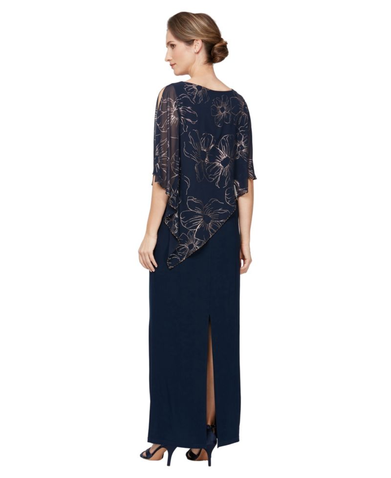 Women's Long Foil Overlay Dress