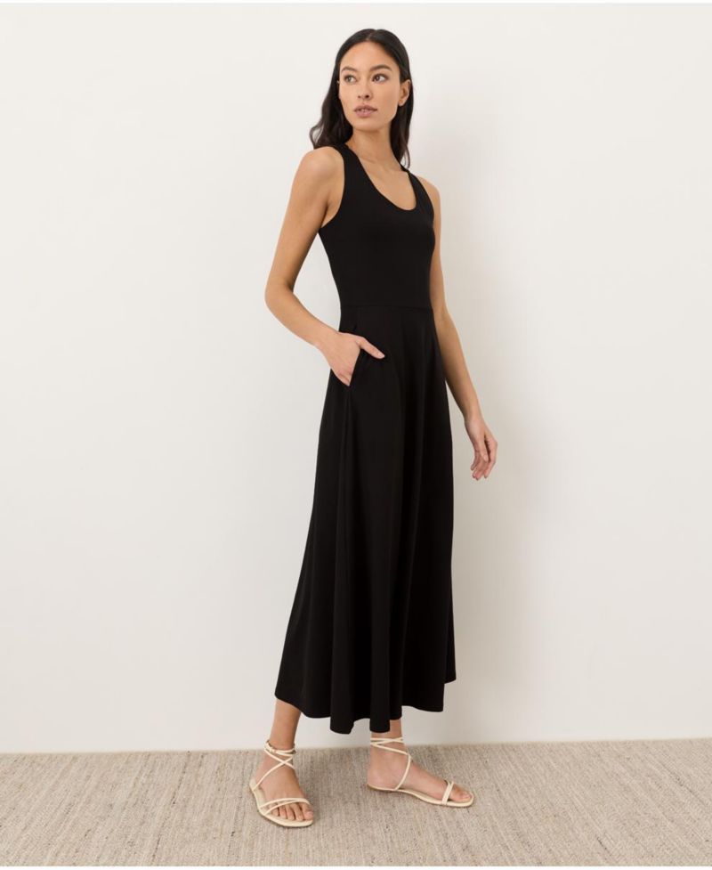 Women's Fit and Flare Open Back Maxi Dress Made with Organic Cotton