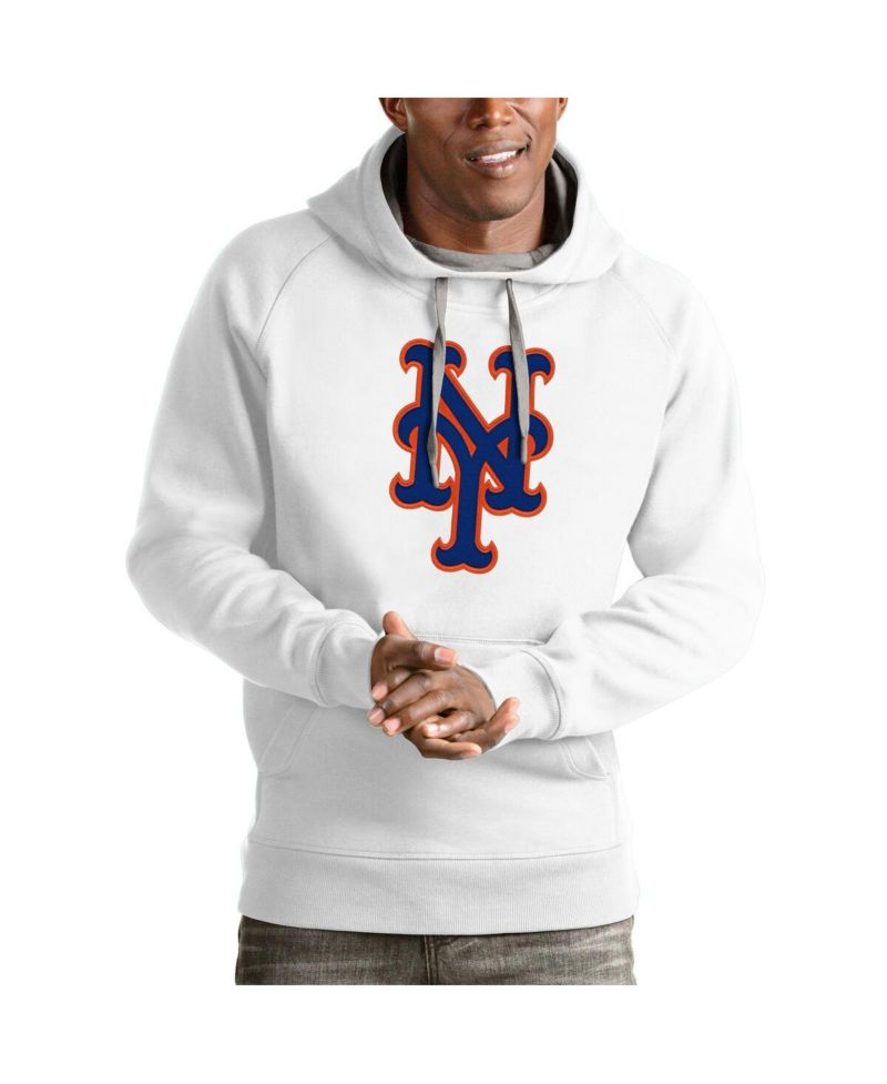 Men's White New York Mets Victory Pullover Team Logo Hoodie