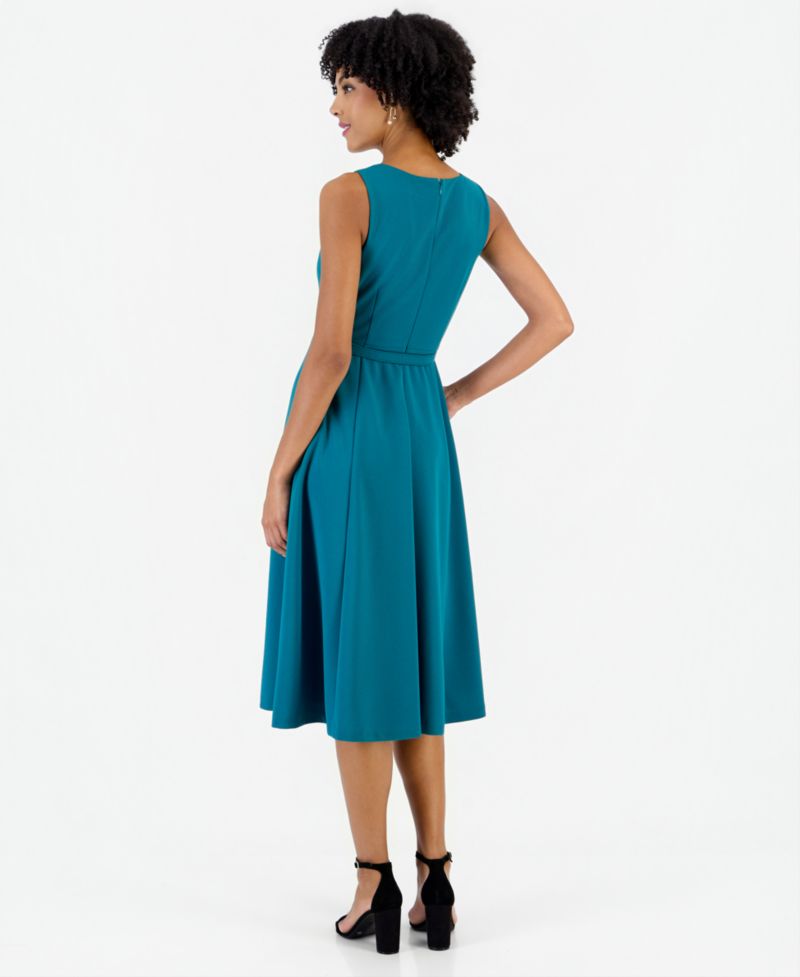 Women's Embellished Tank A-Line Square Neck Midi Dress