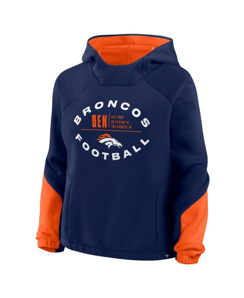 Women's Navy Denver Broncos Oversized Redzone Bubble Screen Pullover Hoodie