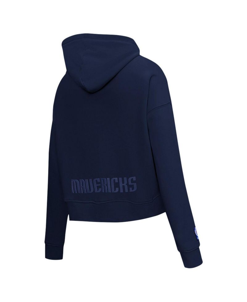 Women's Navy Dallas Mavericks Jewels Cropped Pullover Hoodie