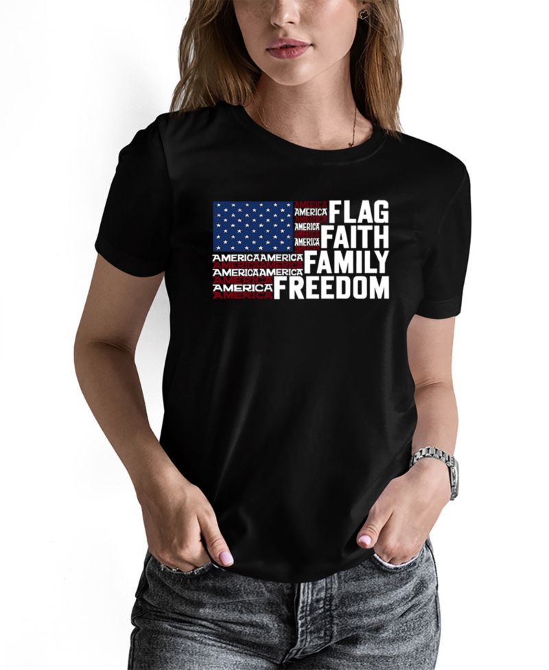 Women's Faith Flag Word Art Pullover Top