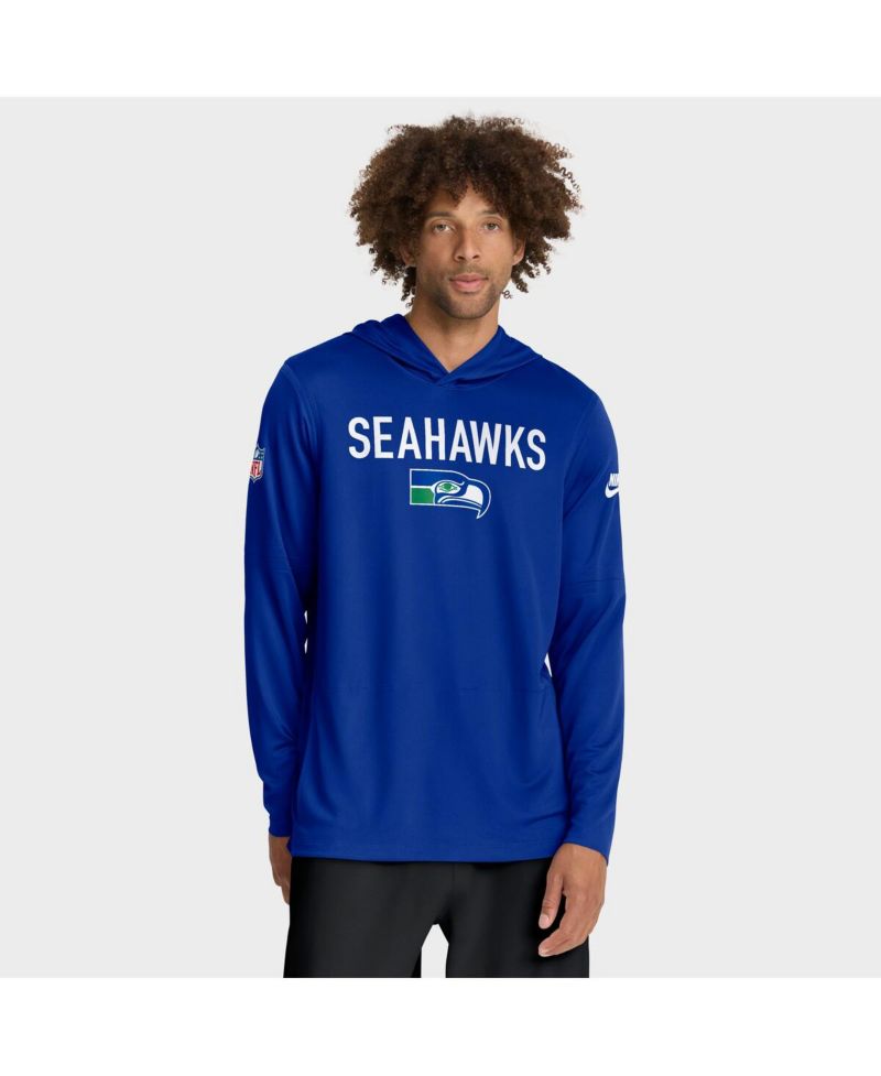 Men's Royal Seattle Seahawks Alt Pack Pass Accuracy Performance Long Sleeve Hoodie T-Shirt
