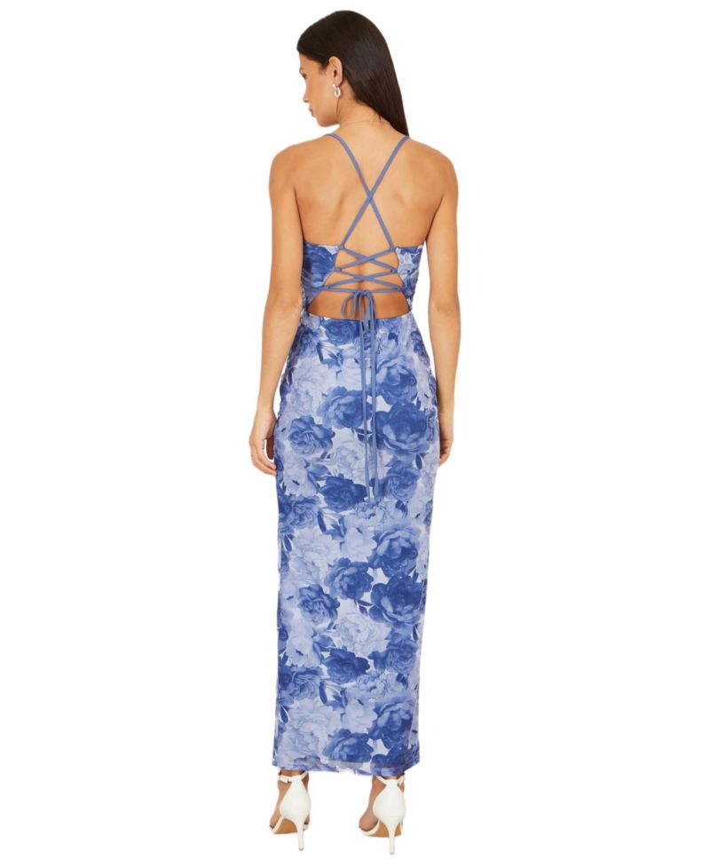 Women's Mesh Ruched Midi Dress