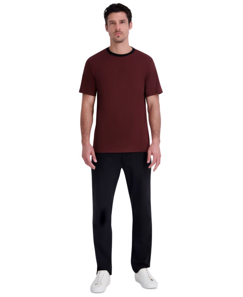 Men's Embossed-Signature Contrast-Trim T-Shirt