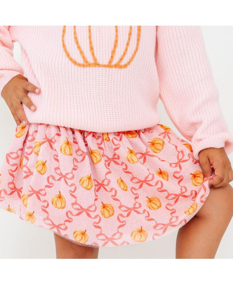 Little and Big Girls Pumpkin Trellis Tutu Skirt