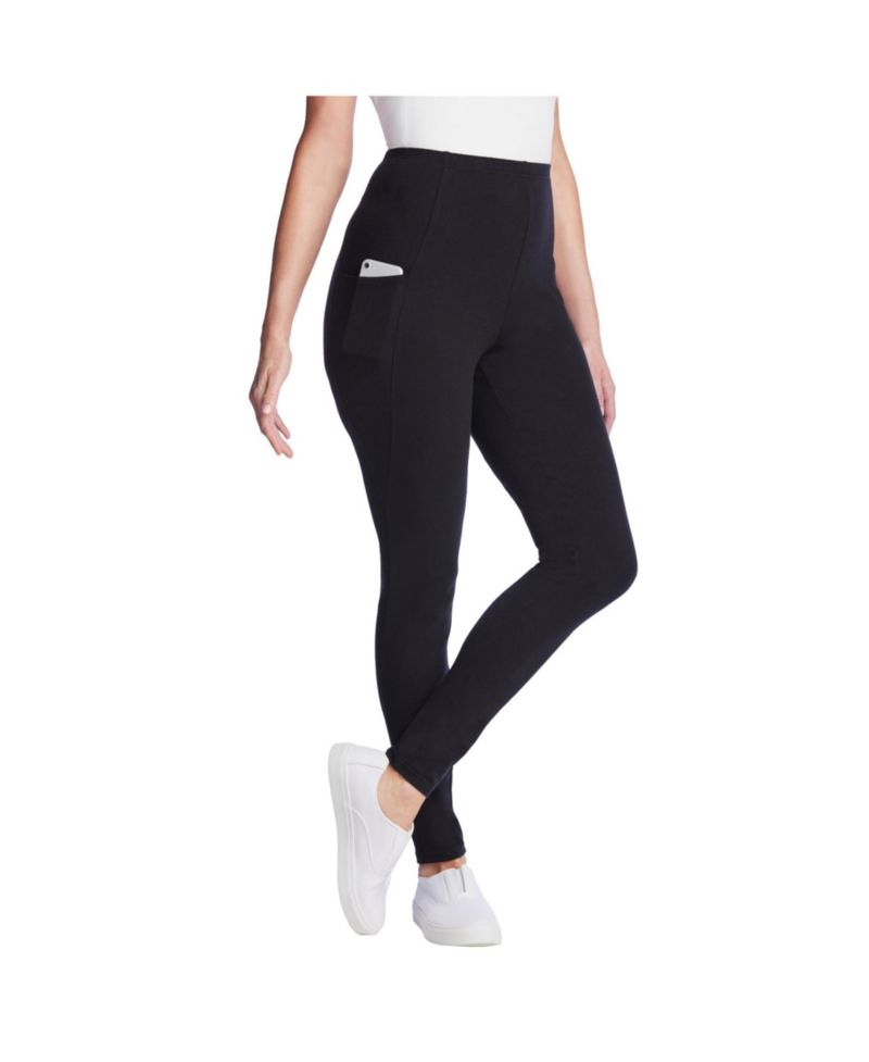 Women's Within Side Pocket Ankle-Length Pull-On Stretch Knit Cotton Spandex Leggings