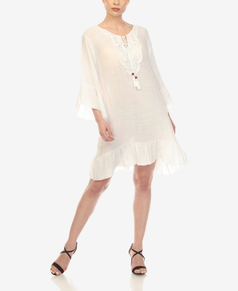 Women's Sheer Crochet Knee Length Cover Up Dress