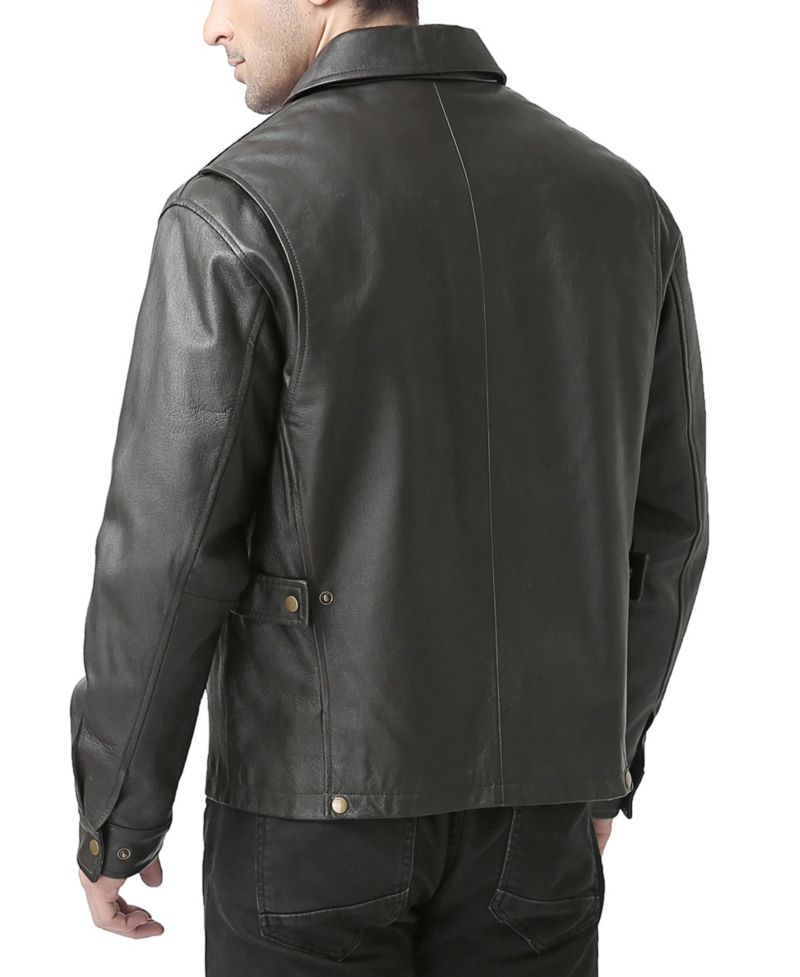Men's Greg Open Bottom Zip Front Leather Jacket