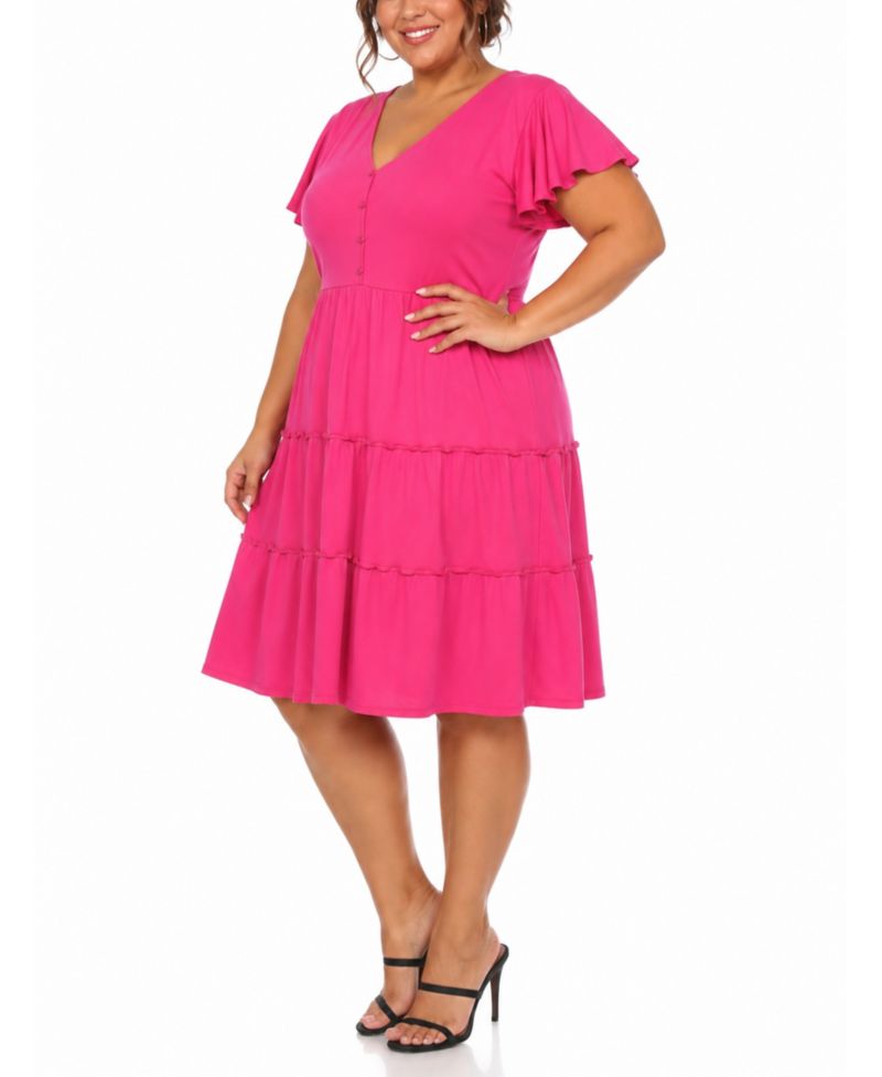 Plus Size Ruffle-Sleeve Tiered Dress