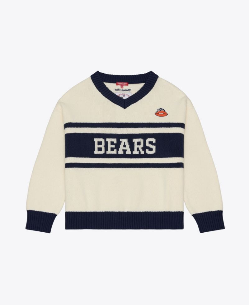 Women's Cream/Navy Chicago Bears Retro Roots V-Neck Sweater
