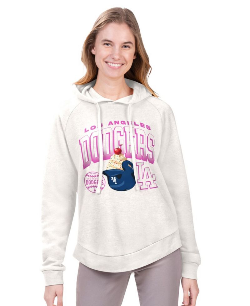 Women's Cream Los Angeles Dodgers Ice Cream Angel Raglan Fleece Hoodie