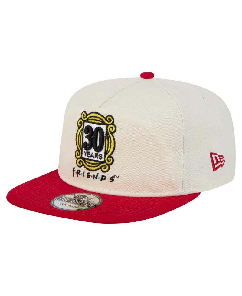 Men's White/Red Friends 30th Anniversary Golfer Snapback Hat