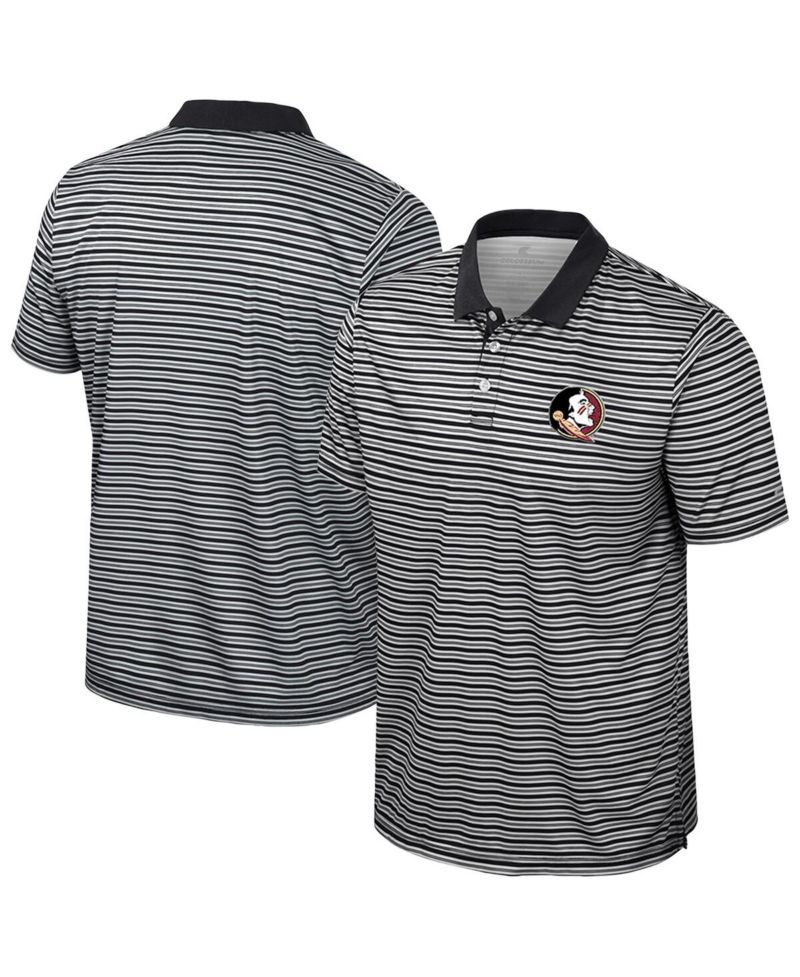 Men's Black Florida State Seminoles Striped Polo Shirt
