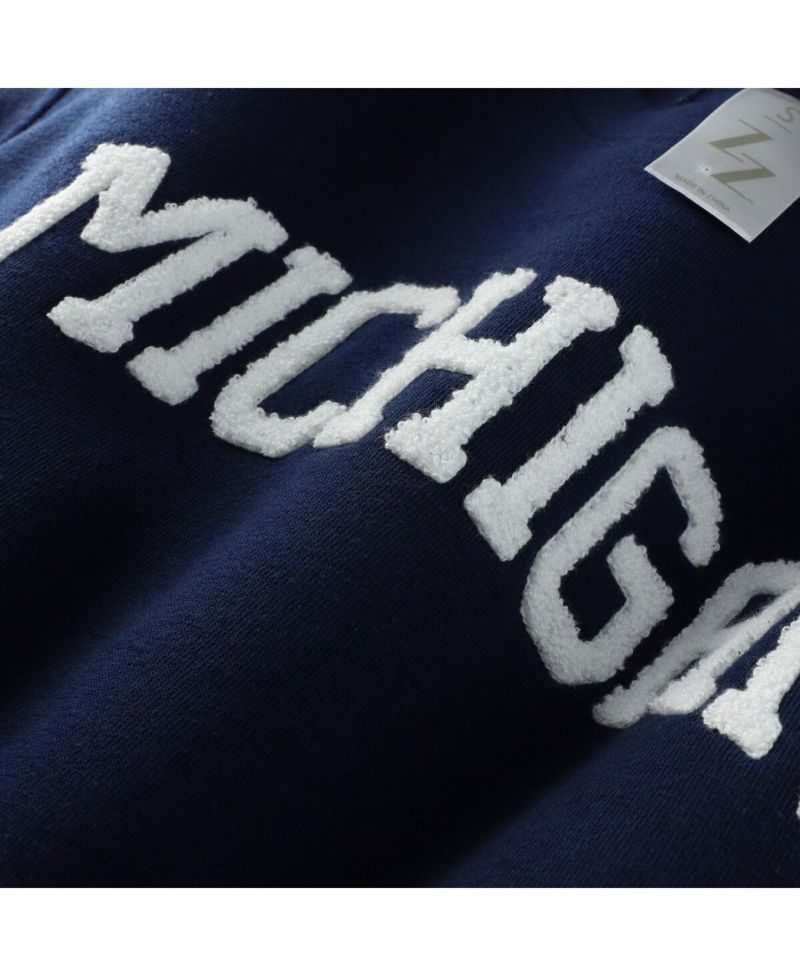 Women's Navy Michigan Wolverines Chenille Cropped Sweatshirt