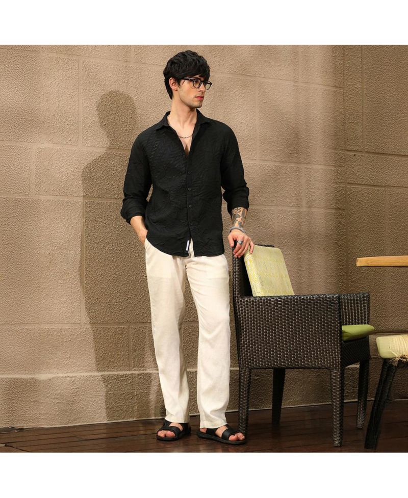 Men's Onyx Black Foliage-Tactile Shirt