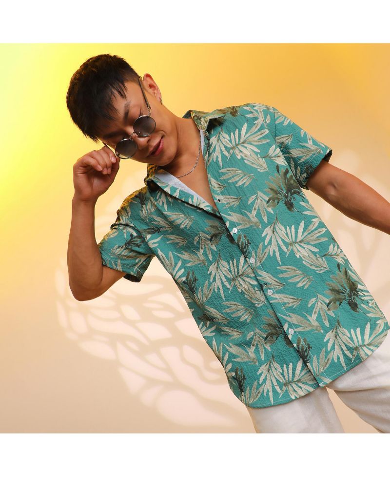Men's Sea Green Breezy Foliage Shirt