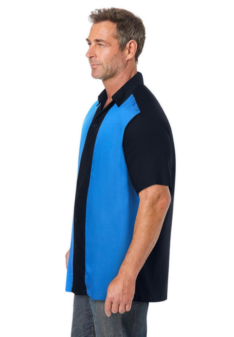 Big & Tall Short-Sleeve Colorblock Rayon Shirt