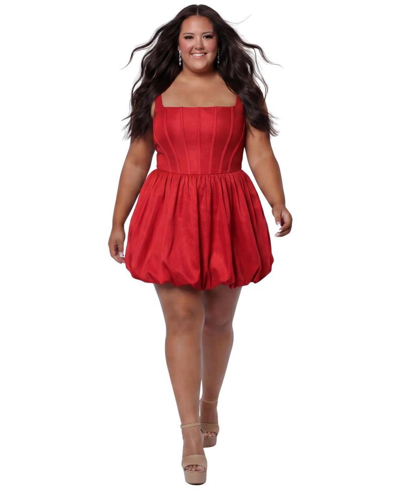 Plus Size Reverie Bubble-Hem Square-Neck Sleeveless Dress