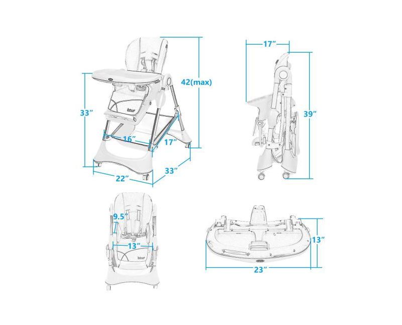 A-Shaped High Chair with 4 Lockable Wheels