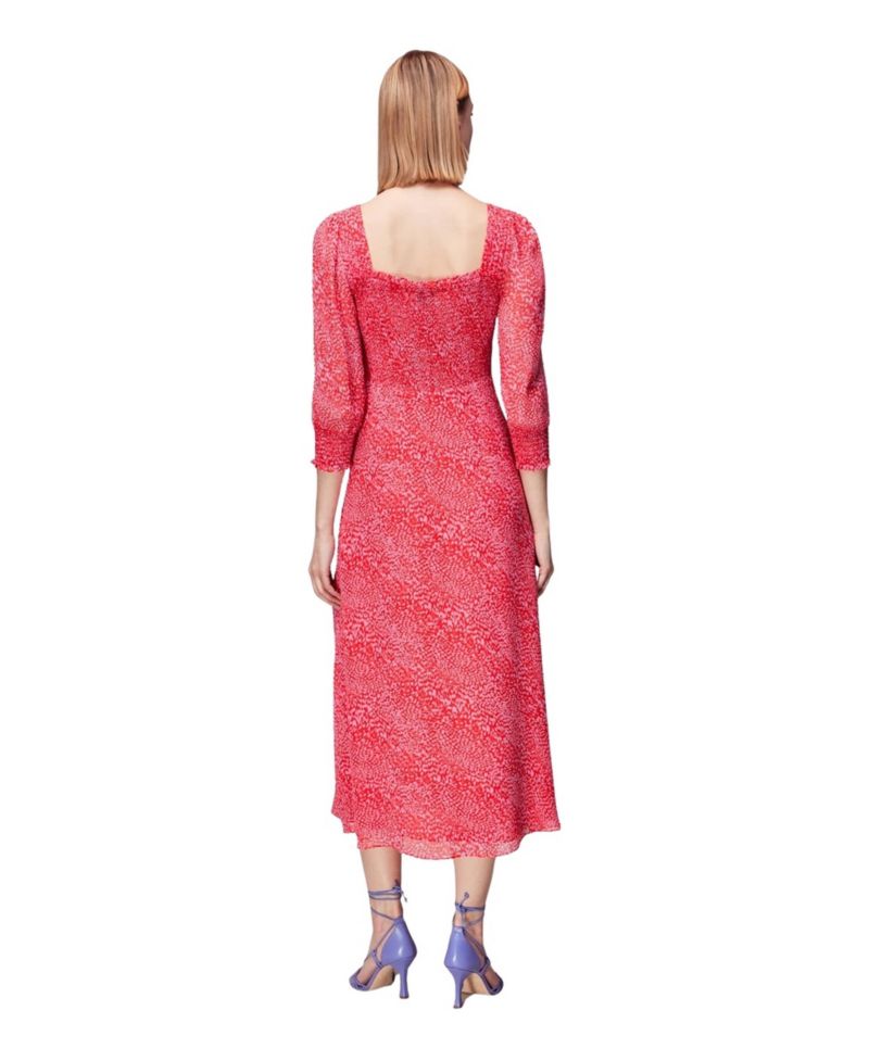 Women's Diagonal Leopard A-Line Midi Dress