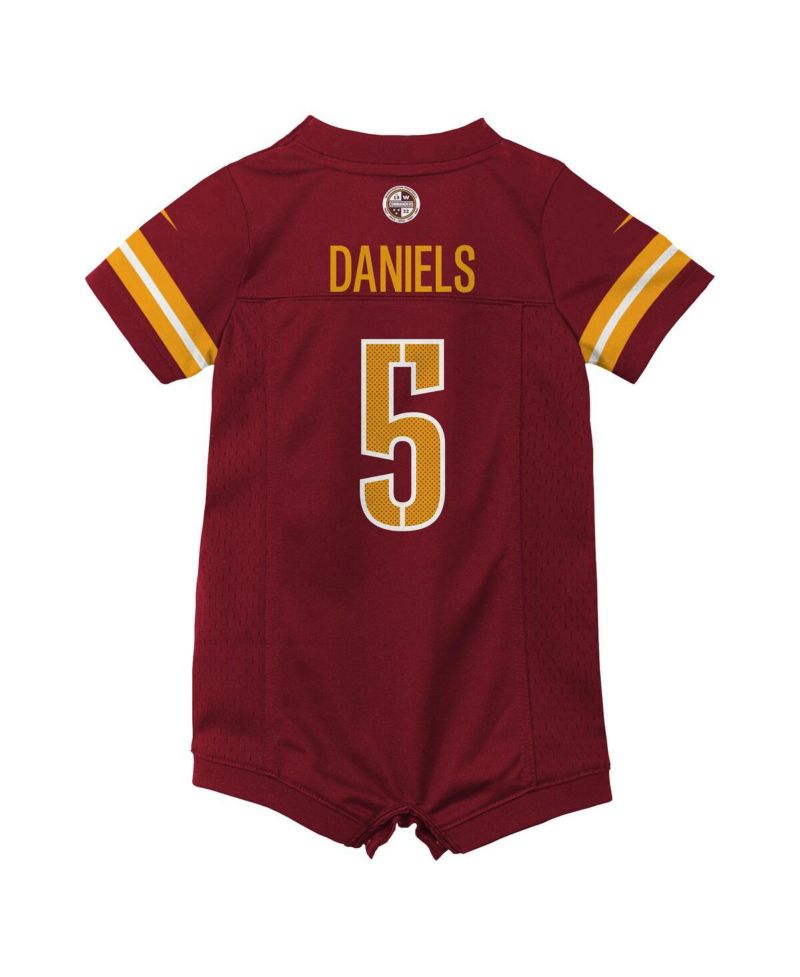 Baby Boys and Girls Jayden Daniels Burgundy Washington Commanders Game Romper Jersey