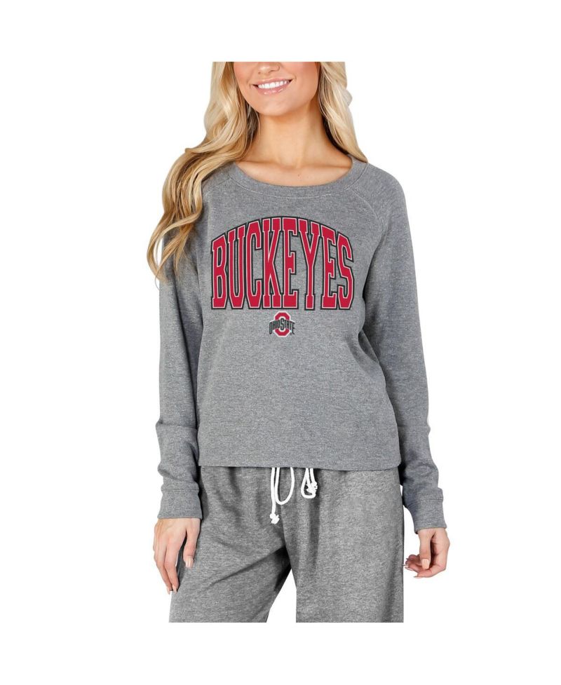 Women's Gray Ohio State Buckeyes Mainstream Terry Long Sleeve Top