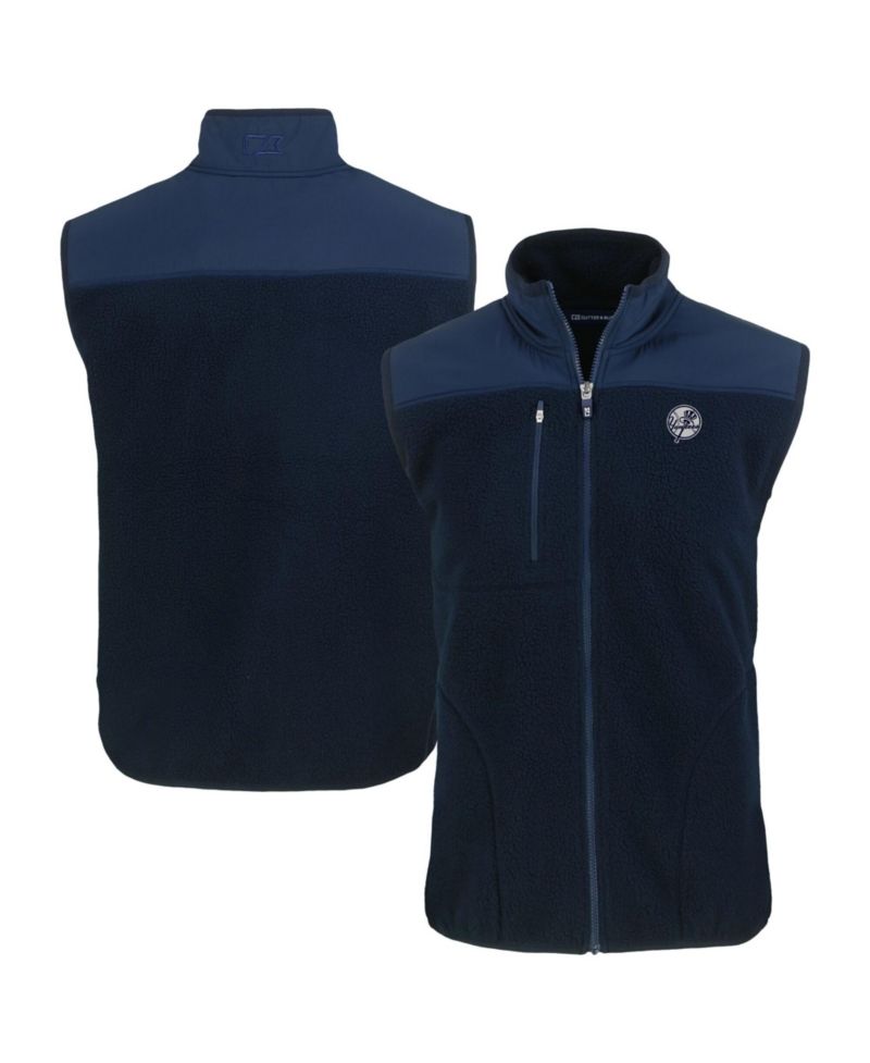 Men's Navy New York Yankees Cascade Eco Fleece Full-Zip Vest