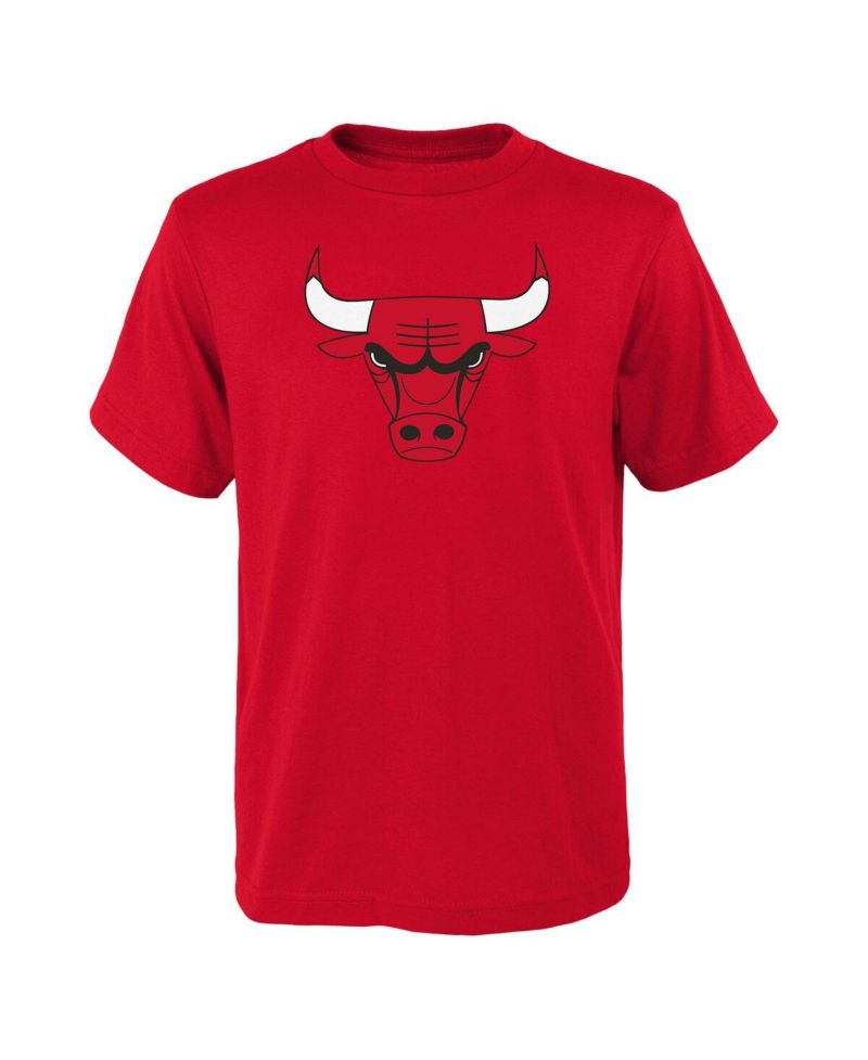 Big Boys and Girls Red Chicago Bulls Primary Logo T-Shirt