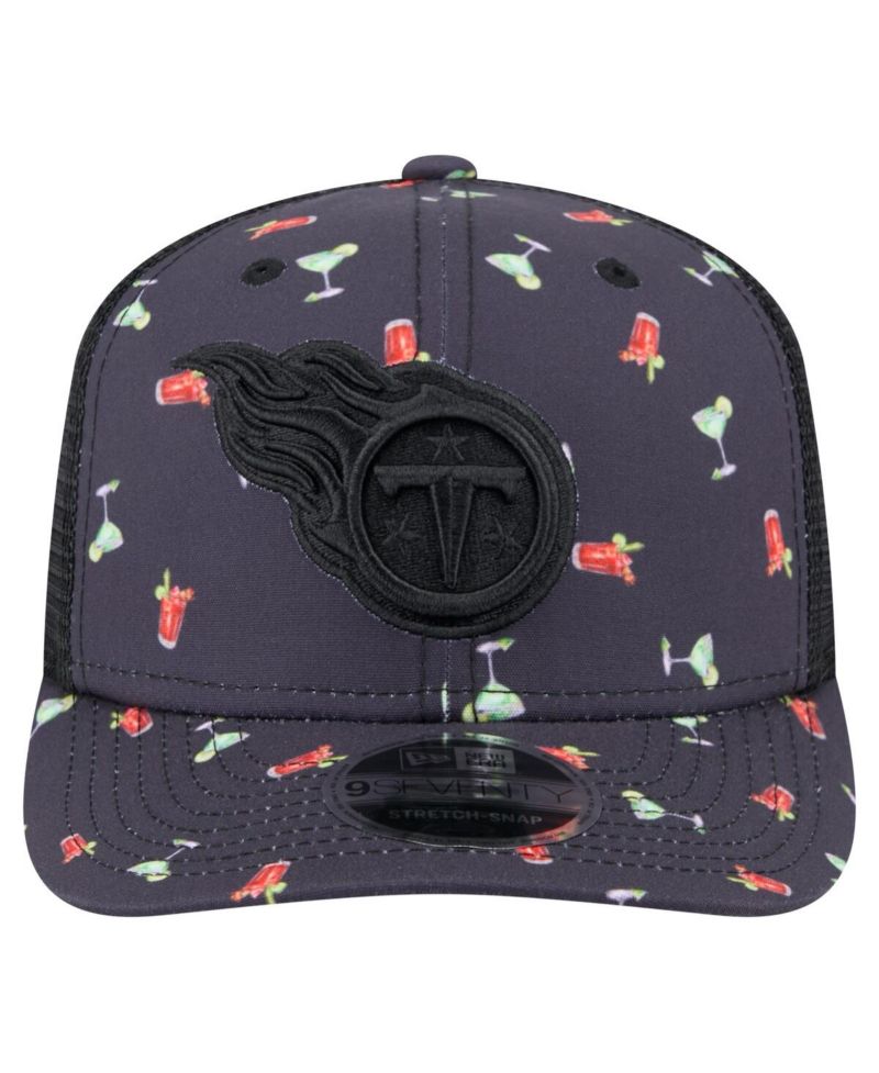 Men's Navy/Black Tennessee Titans Adventure Drinks Pattern 9SEVENTY Stretch-Snap Hat