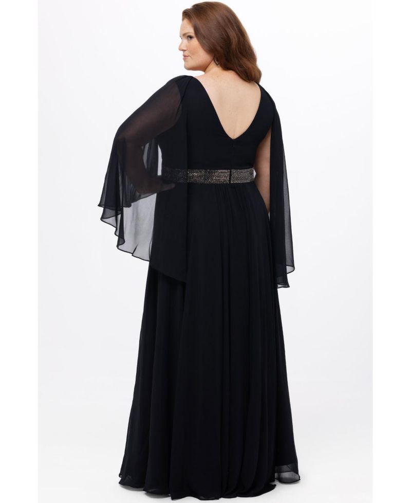 Women's Long Cape Sleeve V-Neck Dress