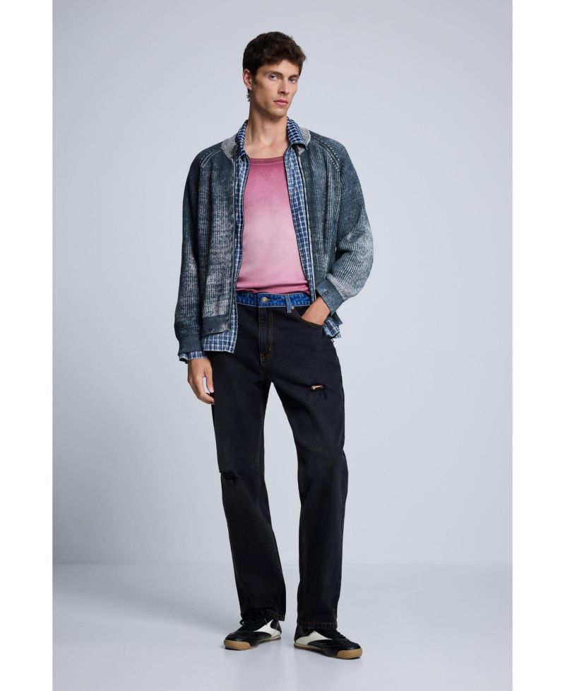 Men's Mid-Rise Double-Waistband Straight-Leg Denim Jeans