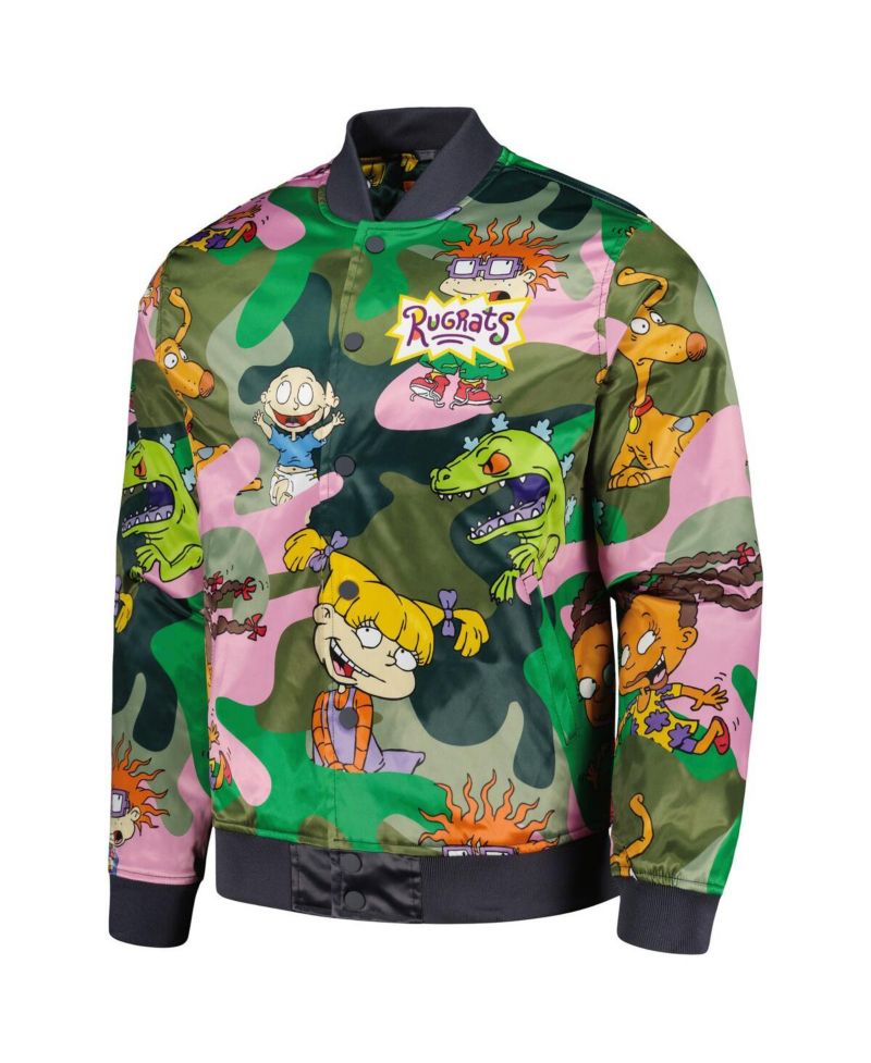 Men's Camo Rugrats Graphic Satin Full-Snap Jacket