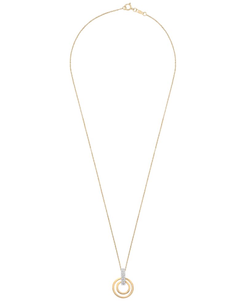 Diamond Circle Pendant Necklace (1/10 ct. t.w.) in 10k Yellow Gold