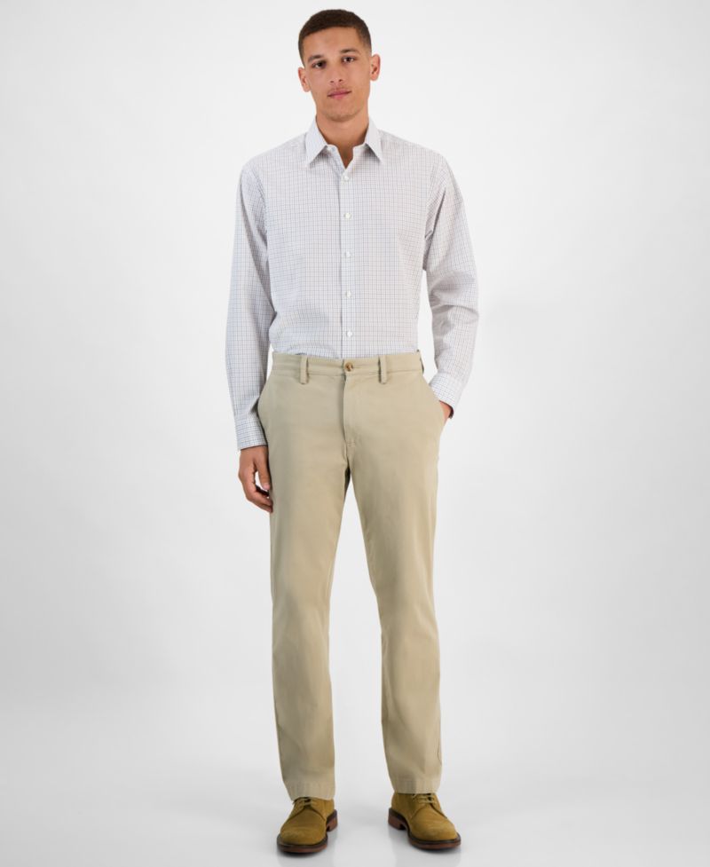 Men's Long Sleeve Button-Front Micro Check Dress Shirt