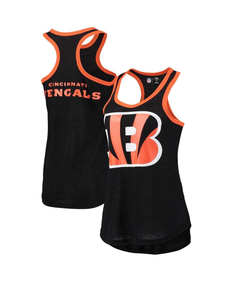 Women's Black Cincinnati Bengals Tater Burnout Tank Top