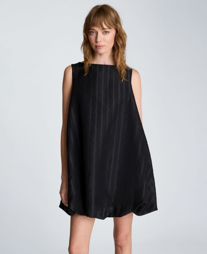 Women's Boat Neck Bubble Hem Mini Dress