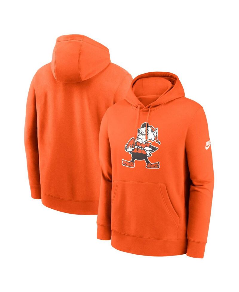 Men's Orange Cleveland Browns Club Fleece Pullover Hoodie
