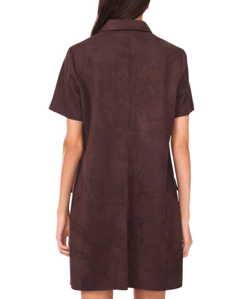 Petite Scuba Crepe Collared Short-Sleeve Shift Dress