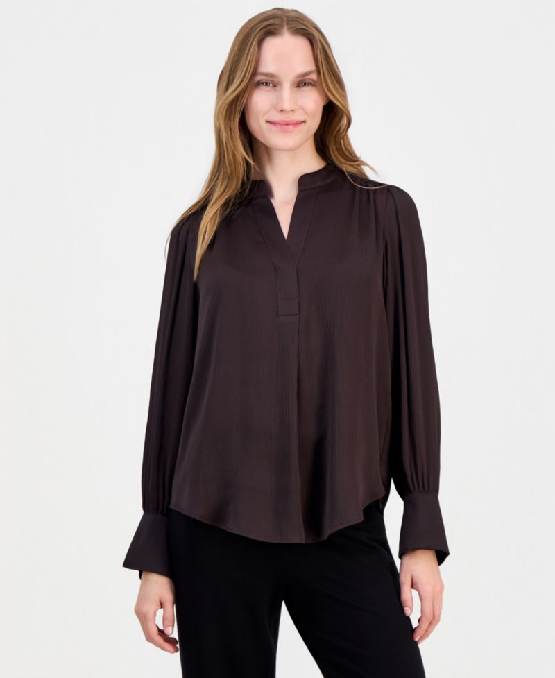 Petite Split-Neck Blouse