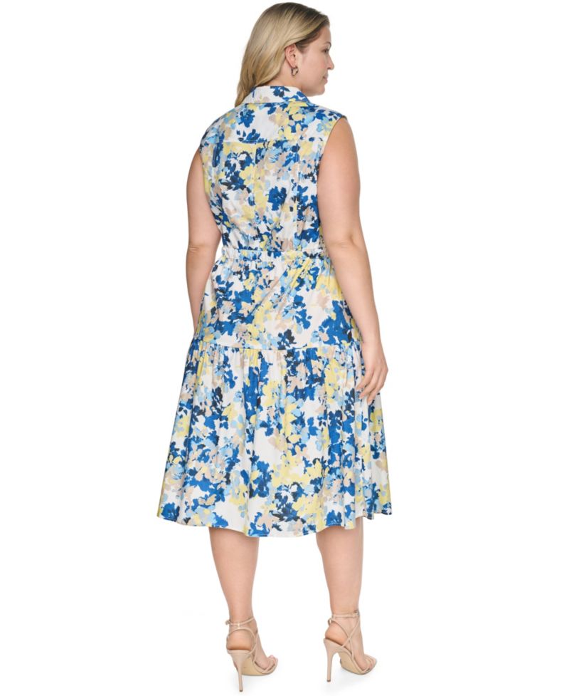 Plus Size Printed Sleeveless Dress