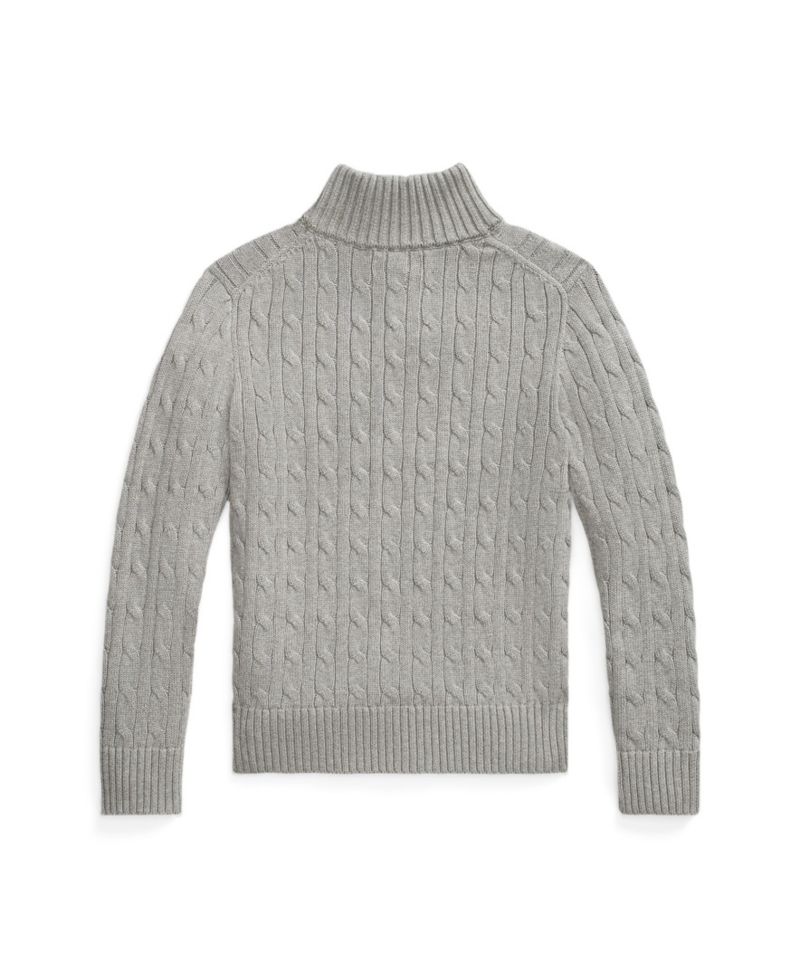 Big Boys Cable-Knit Cotton Quarter-Zip Sweater